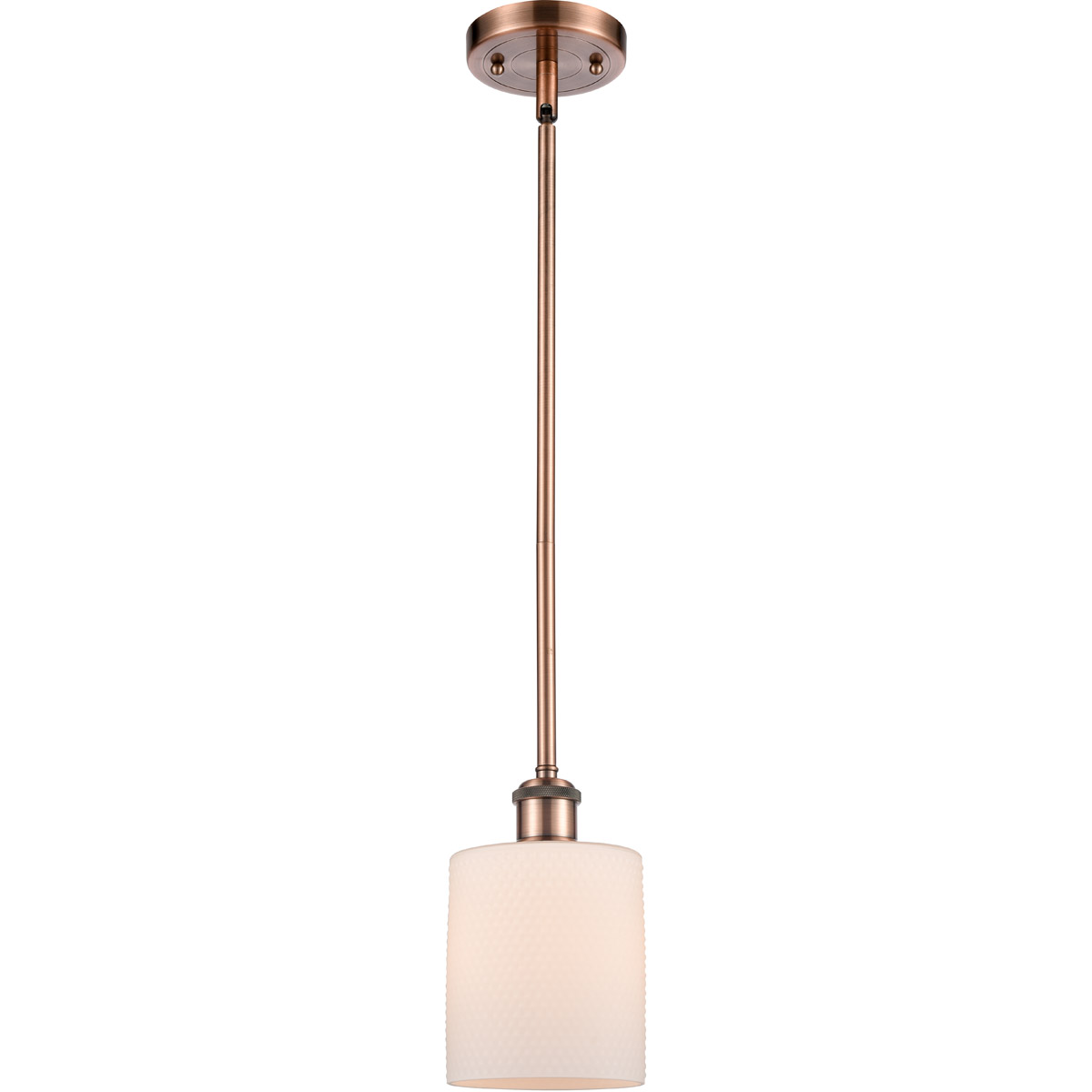 Innovations Lighting 516-1S-AC-G111 Ballston Cobbleskill 1 Light 5 inch Antique Copper Pendant Ceiling Light in Matte White Glass, Ballston