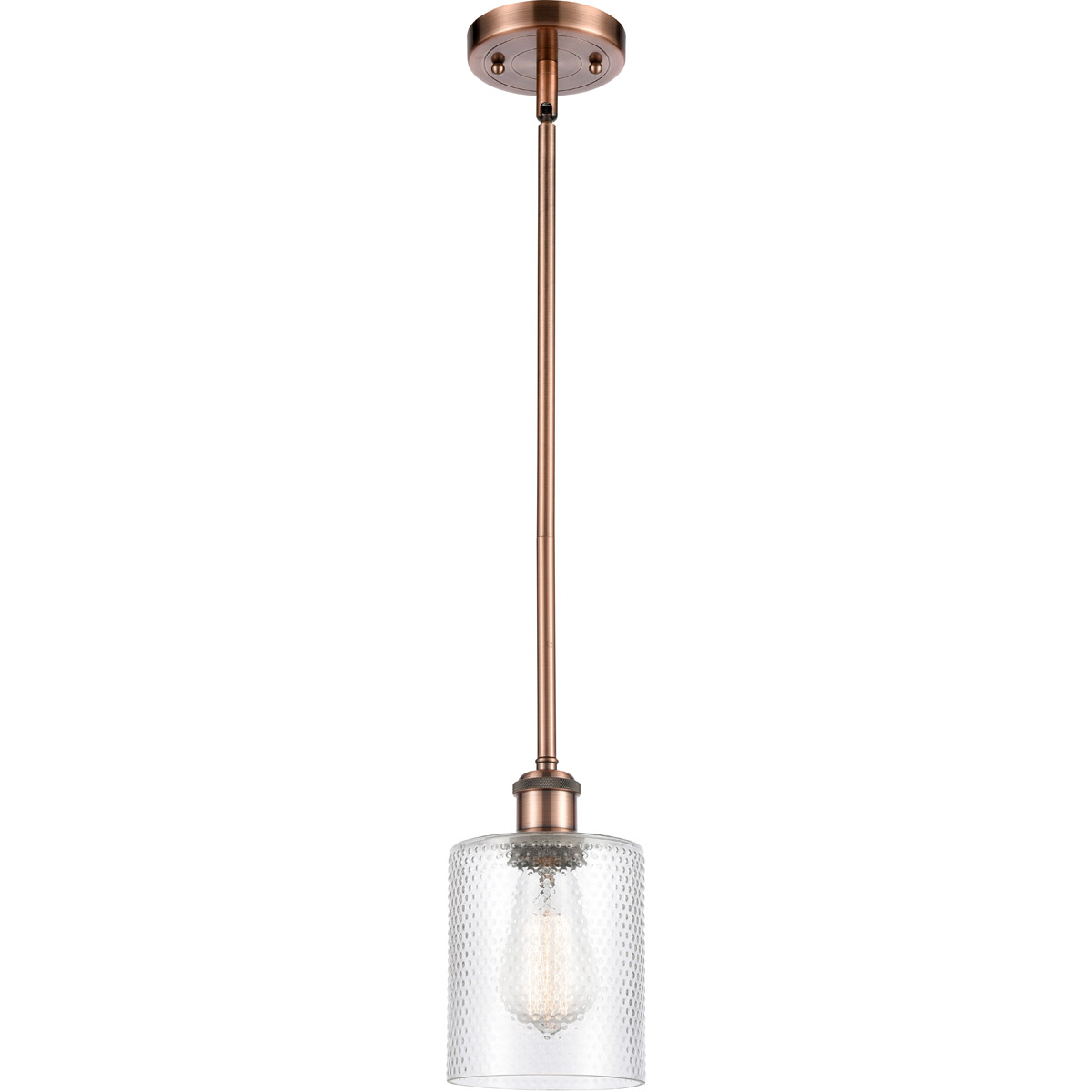 Innovations Lighting 516-1S-AC-G112 Ballston Cobbleskill 1 Light 5 inch Antique Copper Pendant Ceiling Light in Clear Glass, Ballston