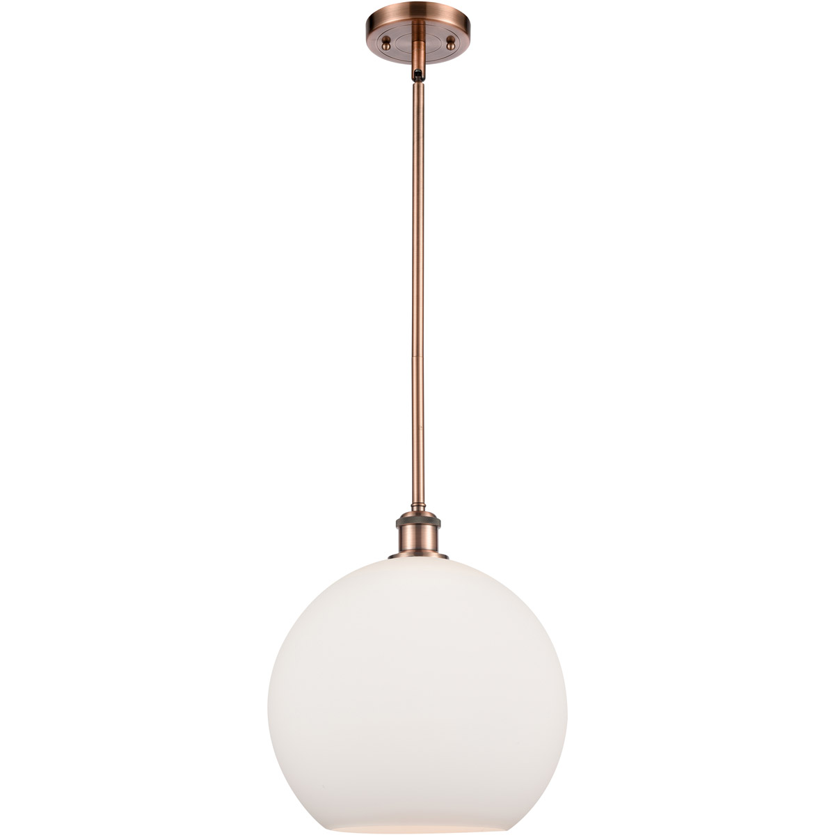 Innovations Lighting 516-1S-AC-G121-12-LED Ballston Athens LED 11.75 inch Antique Copper Mini Pendant Ceiling Light in Matte White Glass