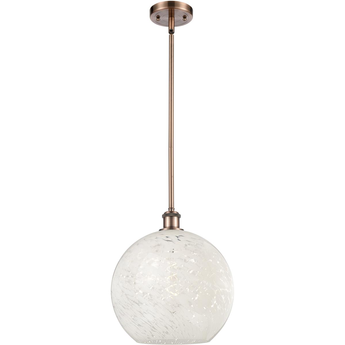 Innovations Lighting 516-1S-AC-G1216-12WM Ballston White Mouchette 1 Light 12 inch Antique Copper Stem Hung Pendant Ceiling Light