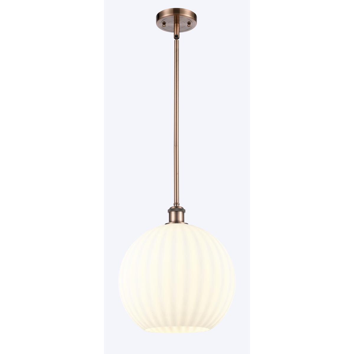 Innovations Lighting 516-1S-AC-G1217-12WV Ballston White Venetian 1 Light 12 inch Antique Copper Stem Hung Pendant Ceiling Light