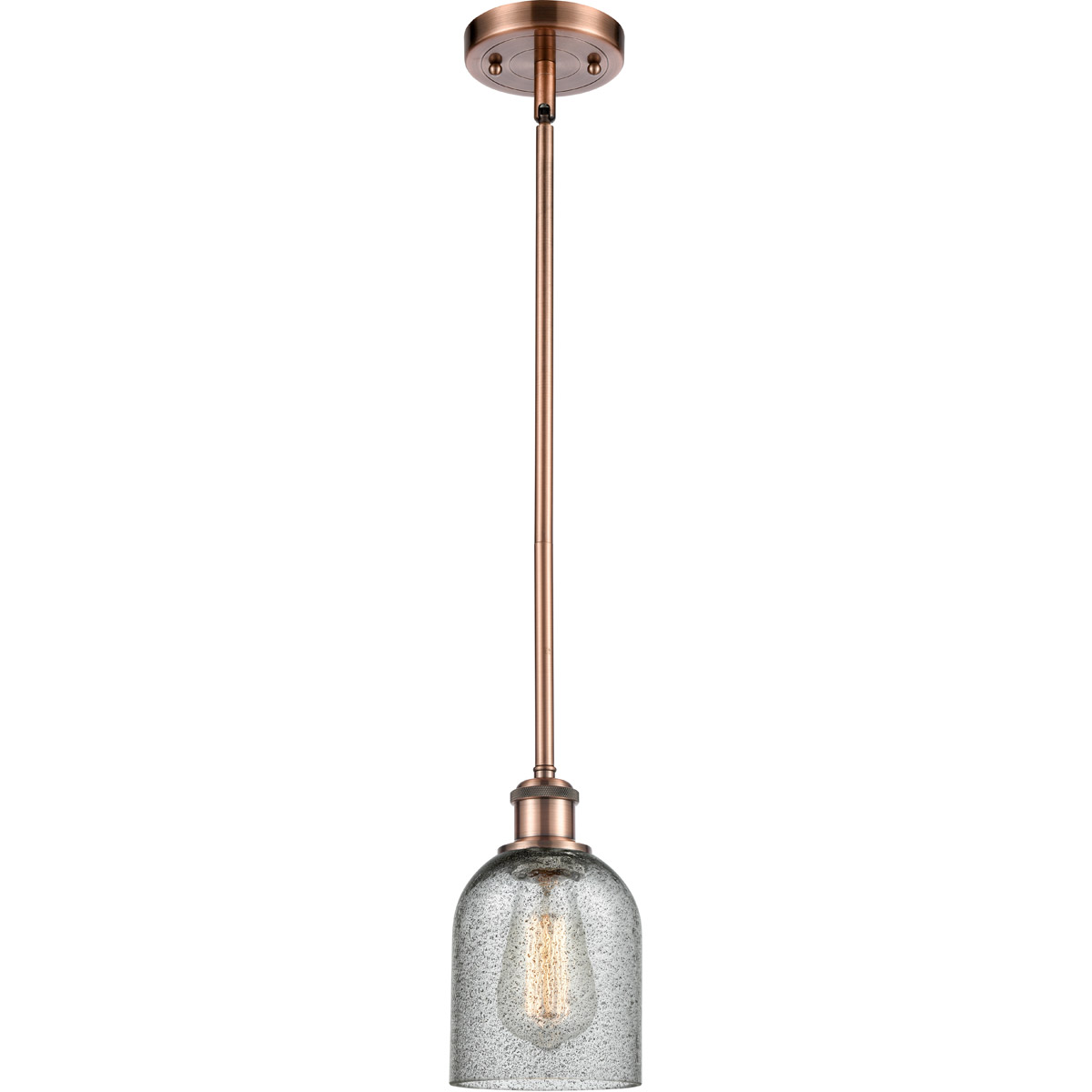 Innovations Lighting 516-1S-AC-G257 Ballston Caledonia 1 Light 5 inch Antique Copper Pendant Ceiling Light in Charcoal Glass, Ballston