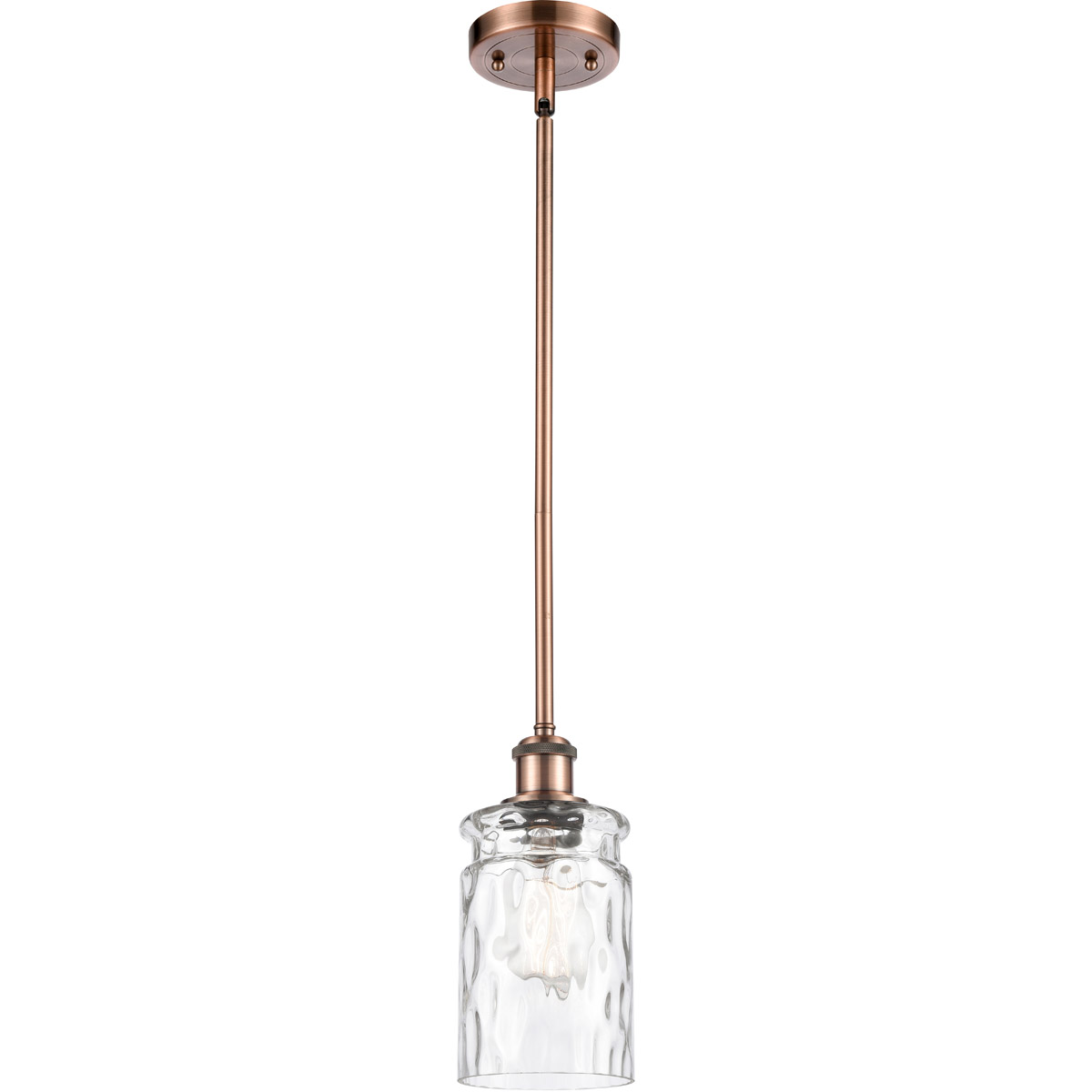 Innovations Lighting 516-1S-AC-G352 Ballston Candor 1 Light 5 inch Antique Copper Pendant Ceiling Light in Clear Waterglass, Ballston