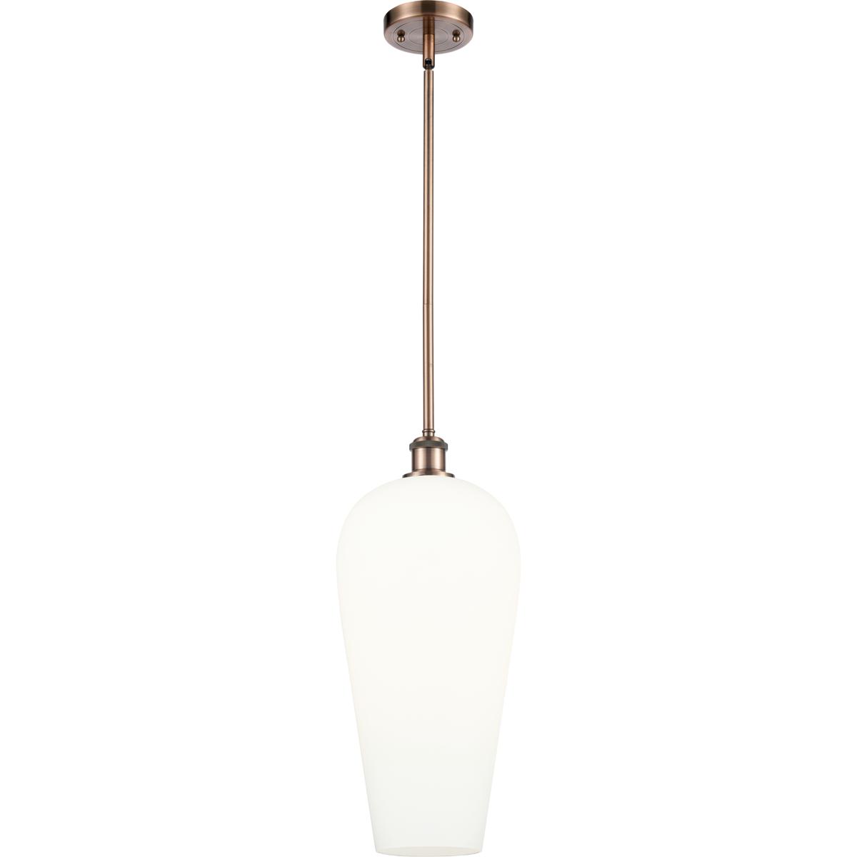Innovations Lighting 516-1S-AC-G456-8WH Ballston Chelsea 1 Light 8 inch Antique Copper Mini Pendant Ceiling Light in White Glass