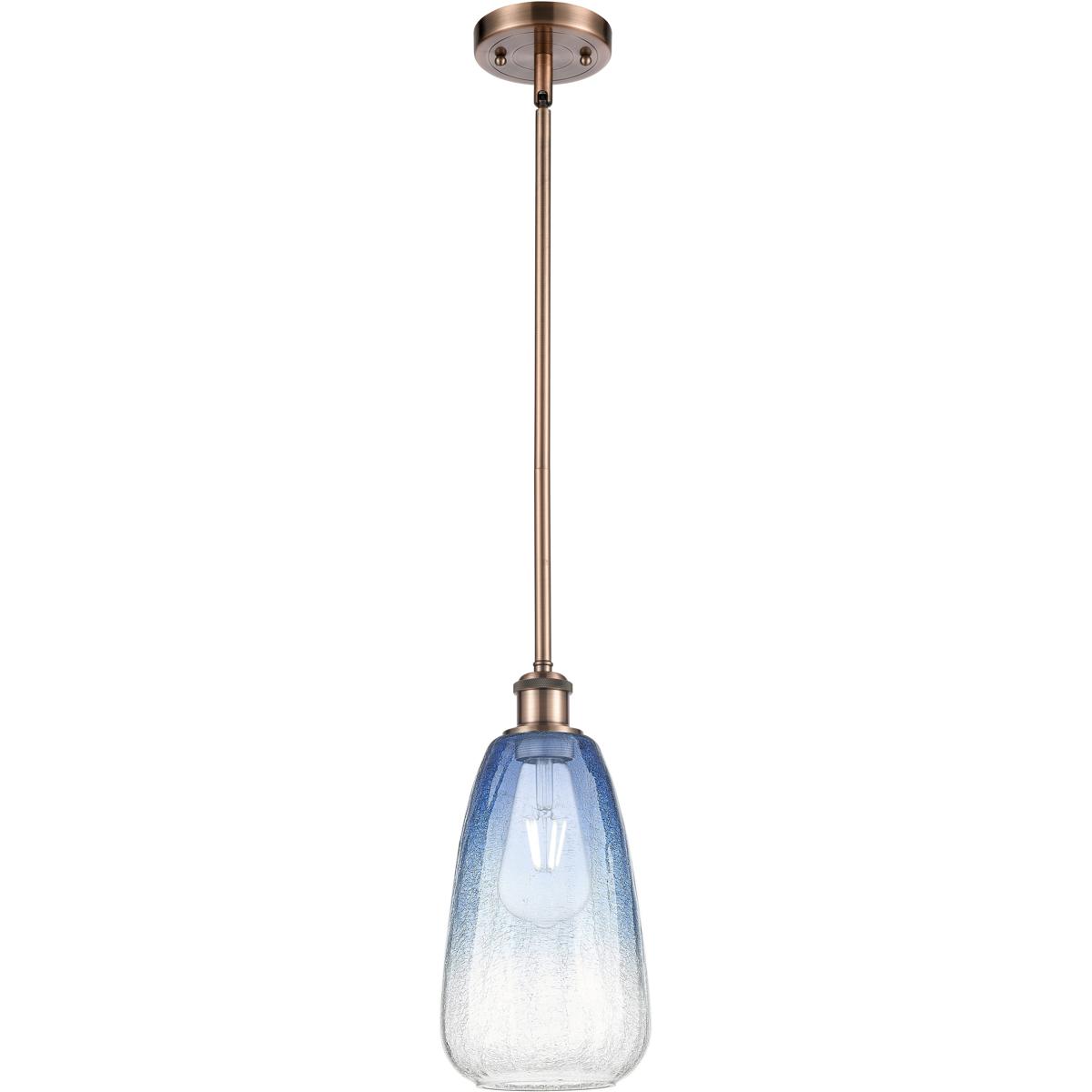 Innovations Lighting 516-1S-AC-G480-6SB Ballston Brookhaven Almond 1 Light 6 inch Antique Copper Mini Pendant Ceiling Light in Sapphire Blue Glass