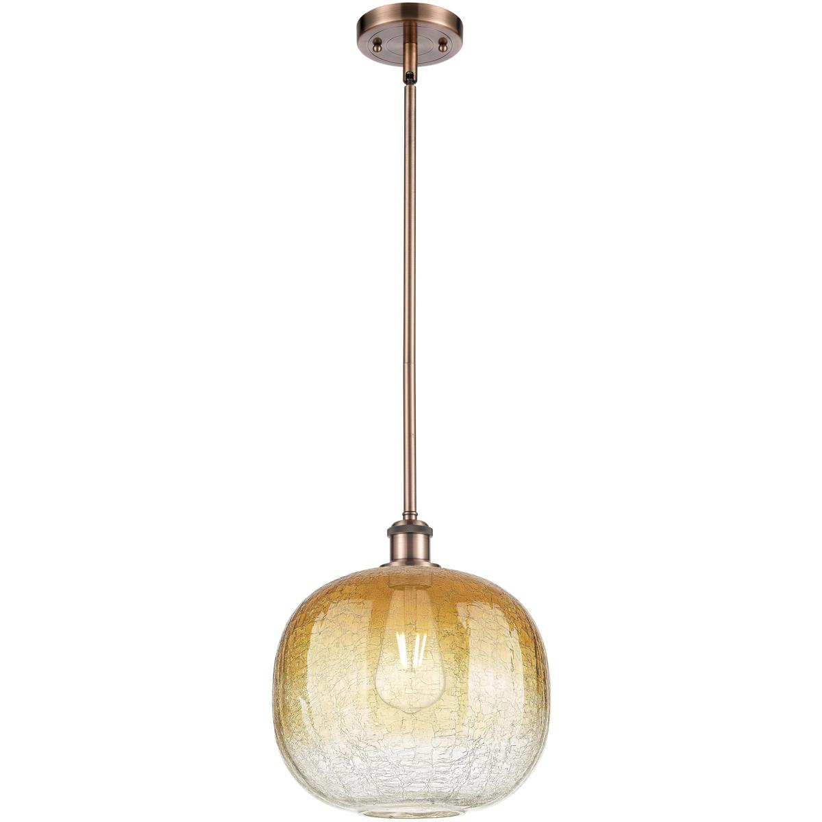 Innovations Lighting 516-1S-AC-G481-10AM Ballston Brookhaven Sphere 1 Light 10.5 inch Antique Copper Mini Pendant Ceiling Light in Amber Glass