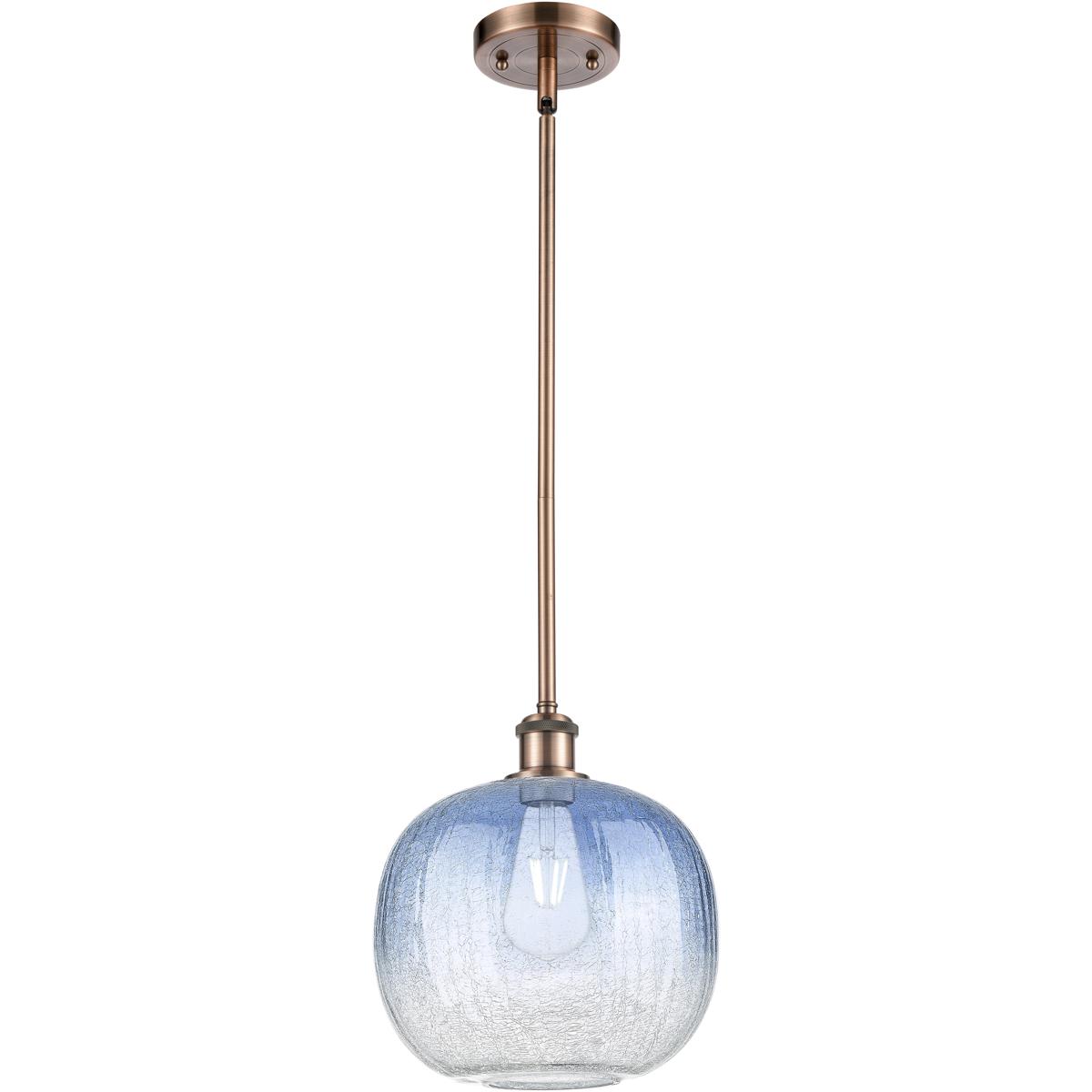 Innovations Lighting 516-1S-AC-G481-10SB Ballston Brookhaven Sphere 1 Light 10.5 inch Antique Copper Mini Pendant Ceiling Light in Sapphire Blue Glass