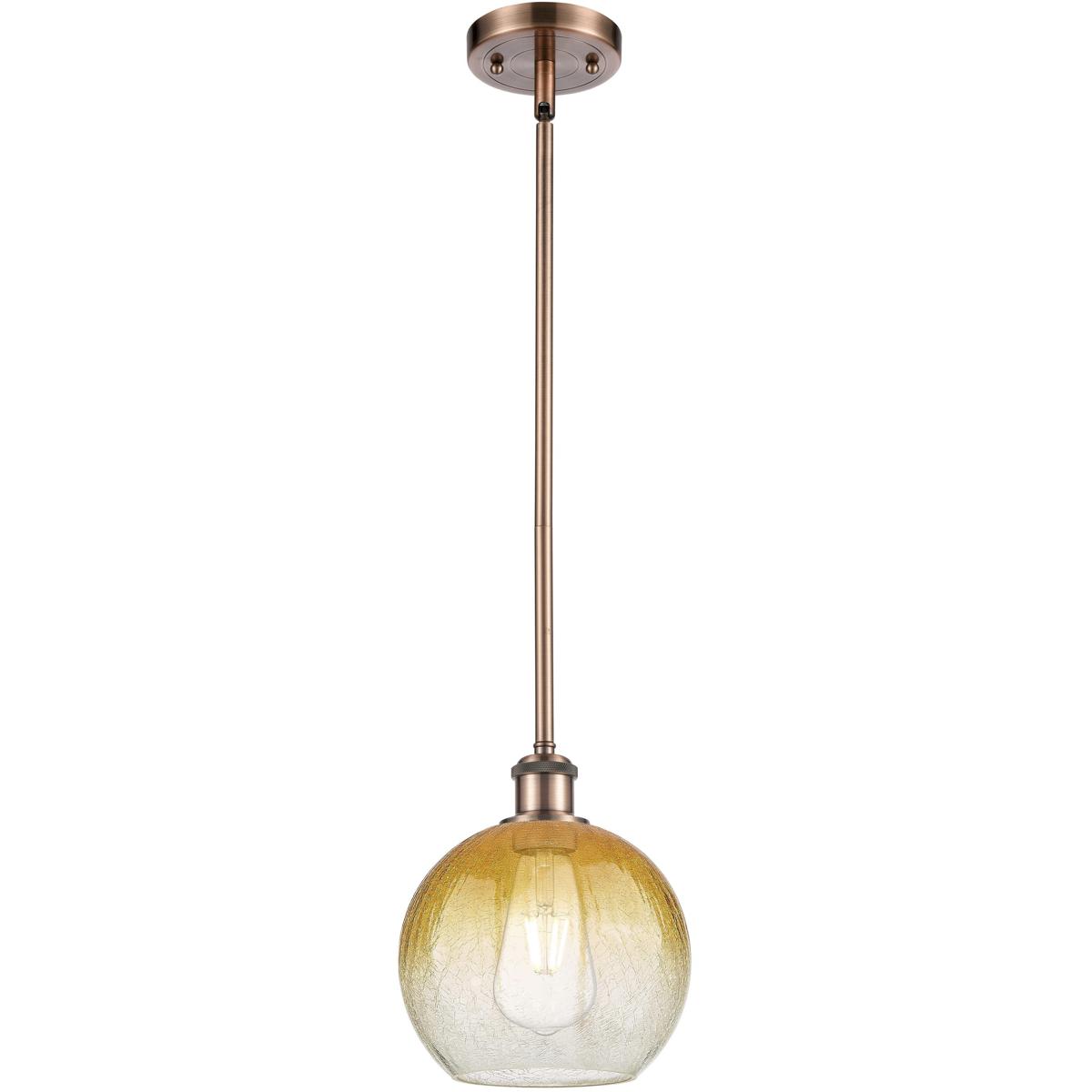 Innovations Lighting 516-1S-AC-G483-8AM Ballston Brookhaven Globe 1 Light 7.88 inch Antique Copper Mini Pendant Ceiling Light in Amber Glass