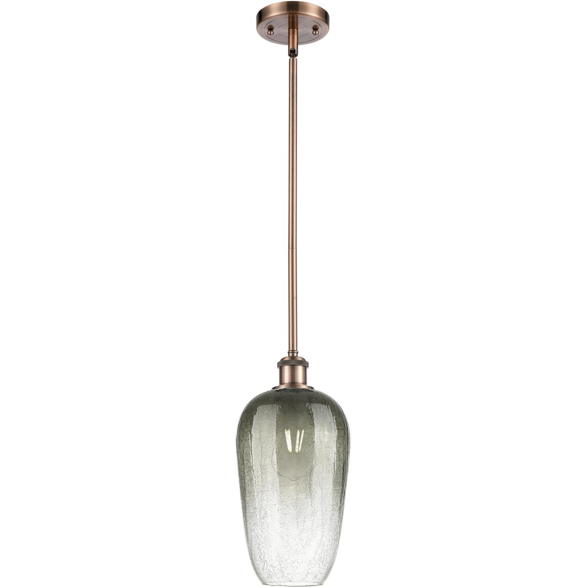 Innovations Lighting 516-1S-AC-G484-7SL Ballston Brookhaven Flute 1 Light 7 inch Antique Copper Mini Pendant Ceiling Light in Slate Glass