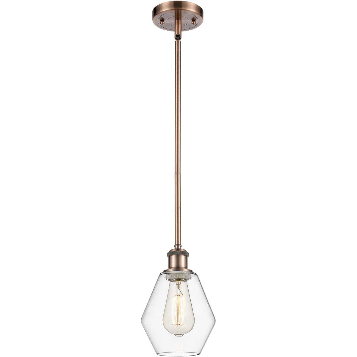 Innovations Lighting 516-1S-AC-G652-6-LED Ballston Cindyrella LED 6 inch Antique Copper Mini Pendant Ceiling Light in Clear Glass