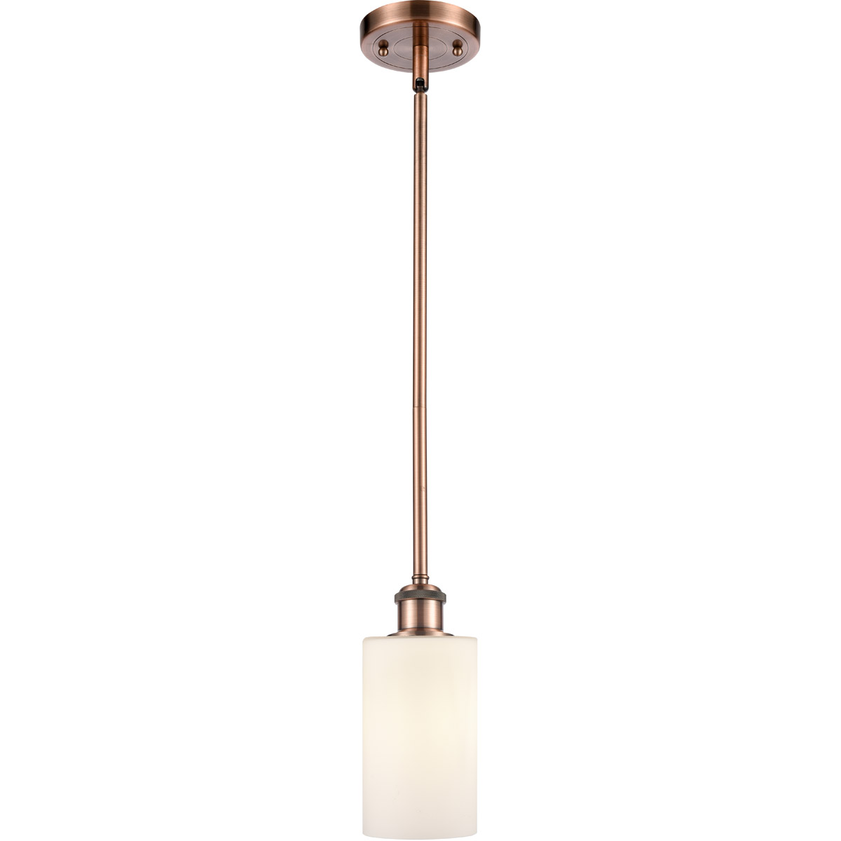 Innovations Lighting 516-1S-AC-G801 Ballston Clymer 1 Light 4 inch Antique Copper Pendant Ceiling Light in Matte White Glass, Ballston