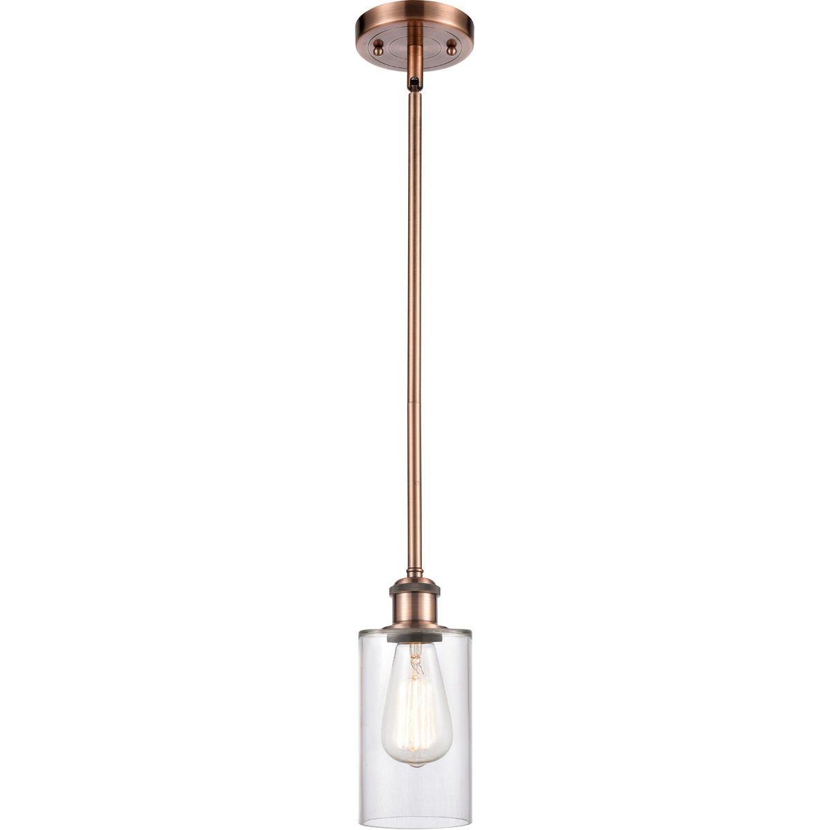 Innovations Lighting 516-1S-AC-G802 Ballston Clymer 1 Light 4 inch Antique Copper Pendant Ceiling Light in Clear Glass, Ballston