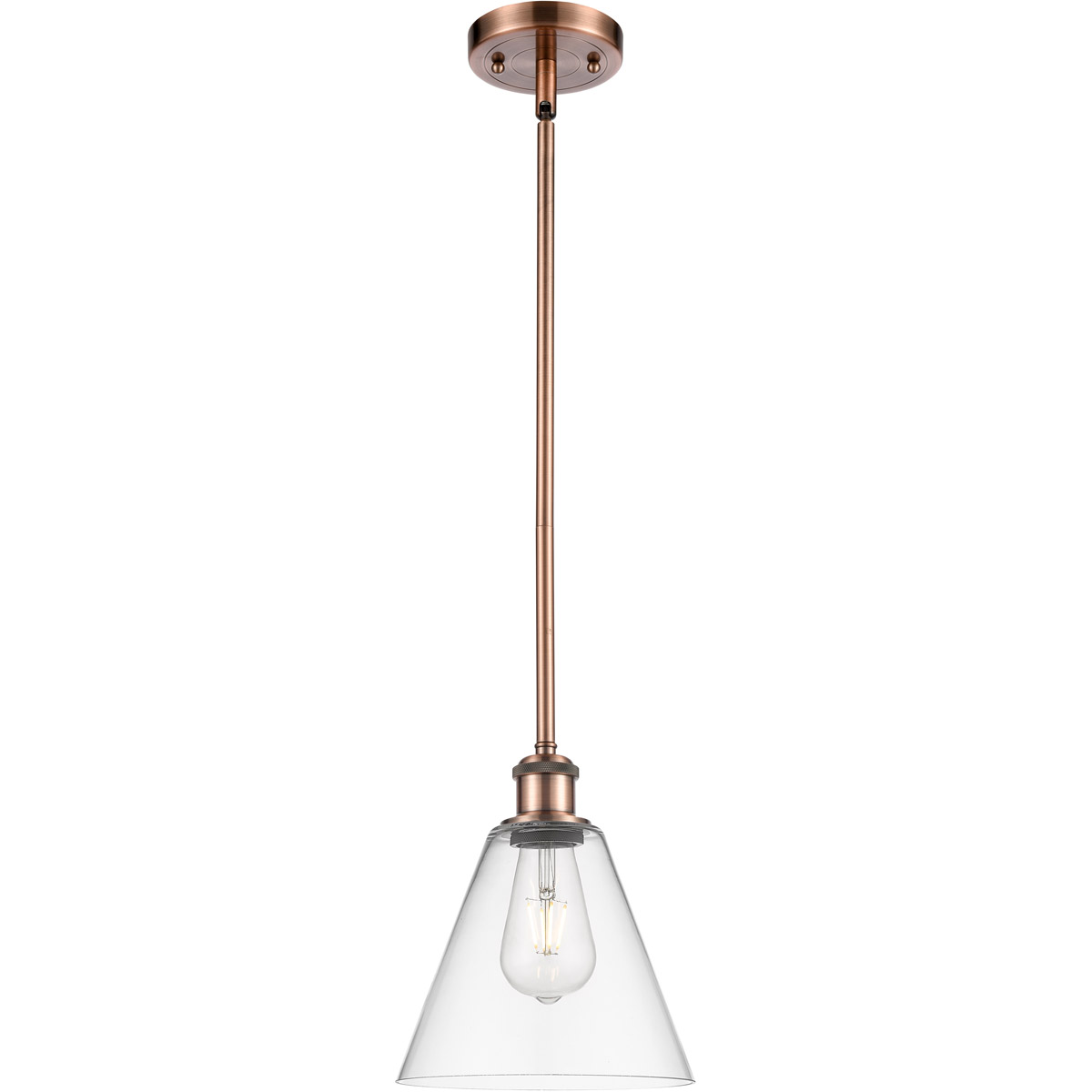 Innovations Lighting 516-1S-AC-GBC-82 Ballston Cone 1 Light 8 inch Antique Copper Mini Pendant Ceiling Light in Clear Glass