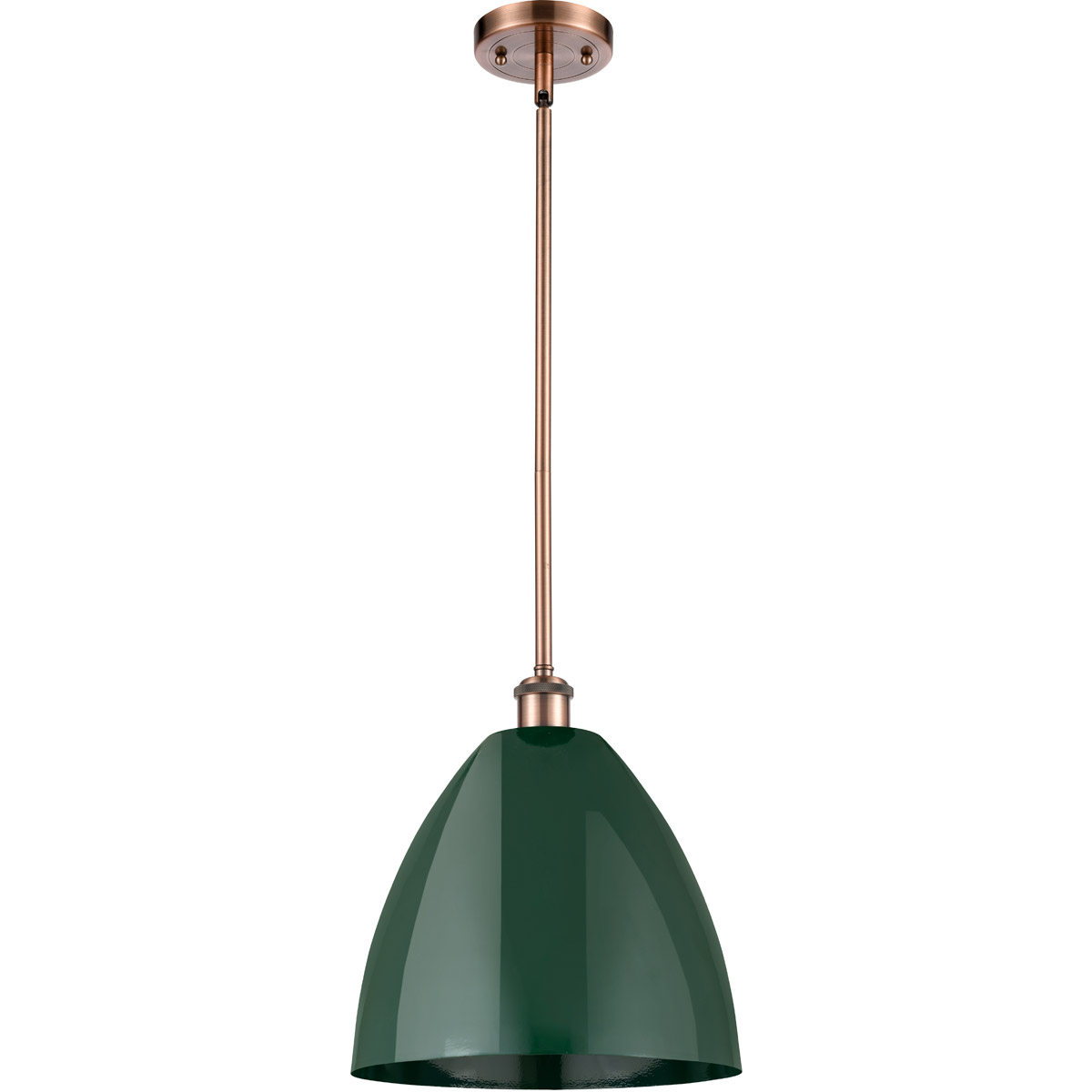 Innovations Lighting 516-1S-AC-MBD-12-GR Ballston Plymouth Dome 1 Light 12 inch Antique Copper Pendant Ceiling Light in Matte Green