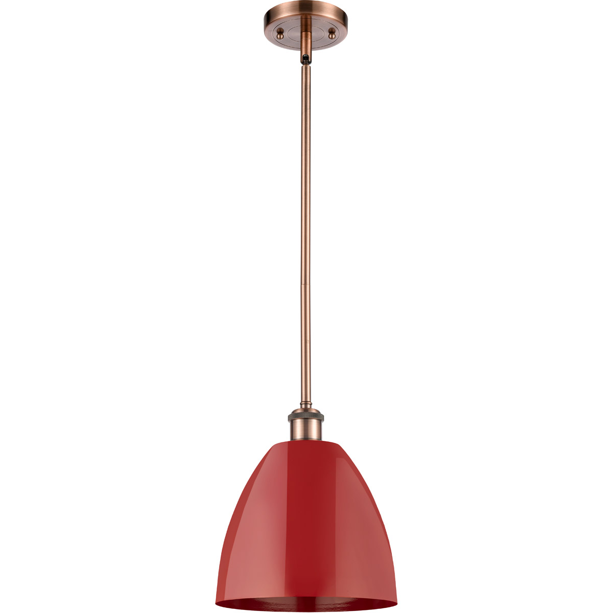 Innovations Lighting 516-1S-AC-MBD-9-RD Ballston Plymouth Dome 1 Light 9 inch Antique Copper Pendant Ceiling Light in Matte Red
