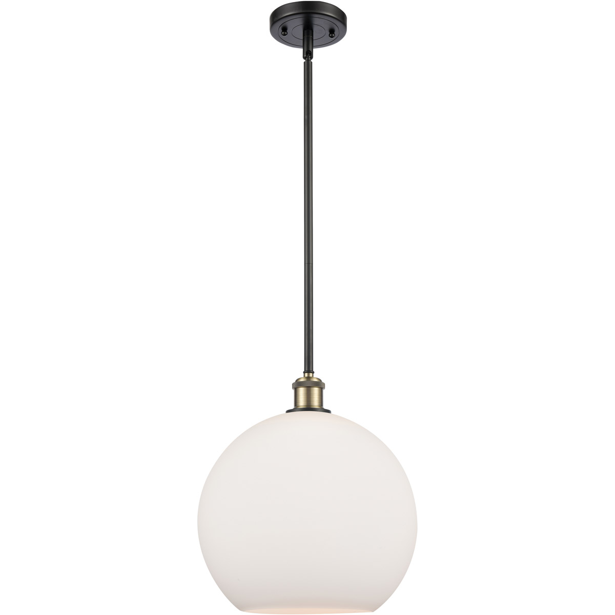 Innovations Lighting 516-1S-BAB-G121-12-LED Ballston Athens LED 11.75 inch Black Antique Brass Mini Pendant Ceiling Light in Matte White Glass