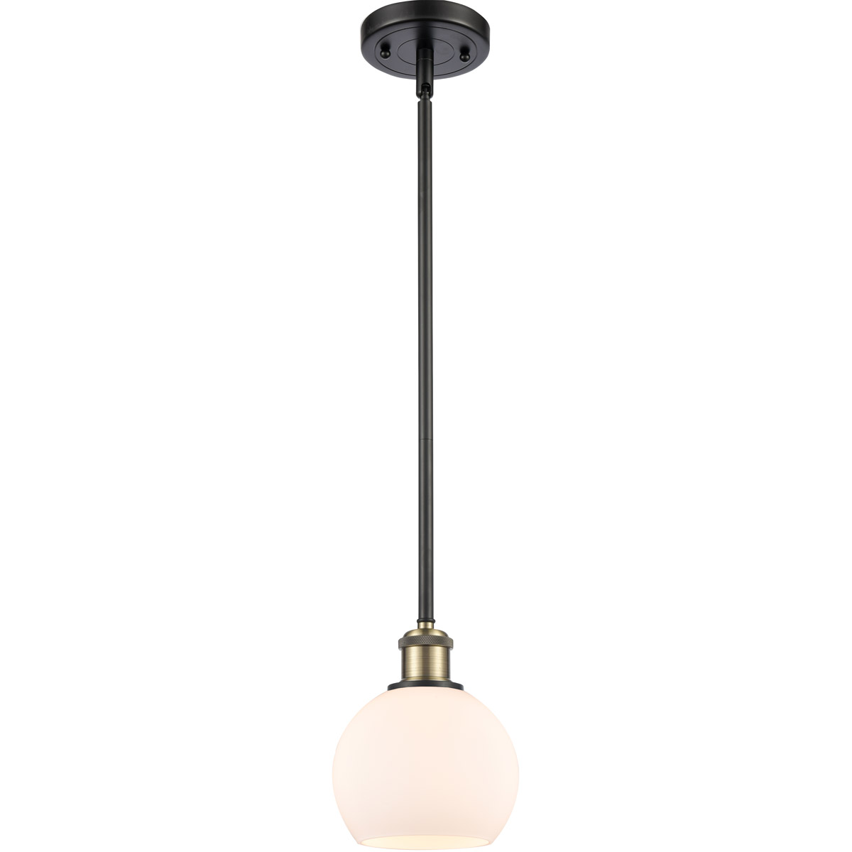 Innovations Lighting 516-1S-BAB-G121-6-LED Ballston Athens LED 6 inch Black Antique Brass Mini Pendant Ceiling Light in Matte White Glass