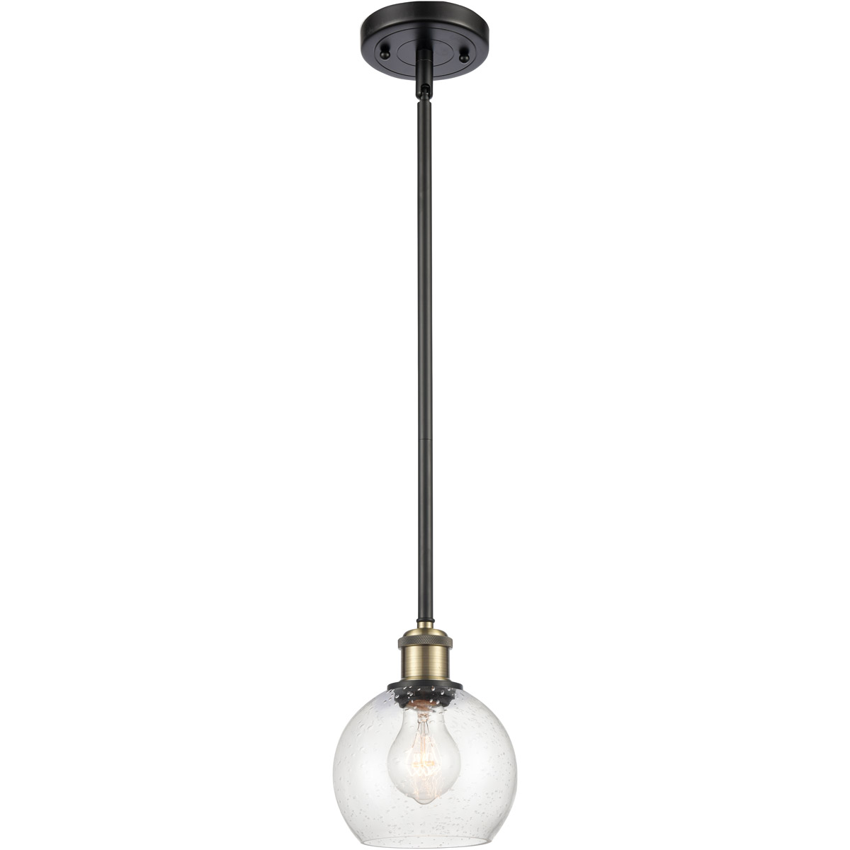Innovations Lighting 516-1S-BAB-G124-6-LED Ballston Athens LED 6 inch Black Antique Brass Mini Pendant Ceiling Light in Seedy Glass