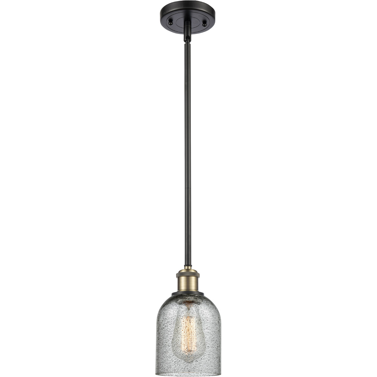 Innovations Lighting 516-1S-BAB-G257 Ballston Caledonia 1 Light 5 inch Black Antique Brass Pendant Ceiling Light in Charcoal Glass, Ballston