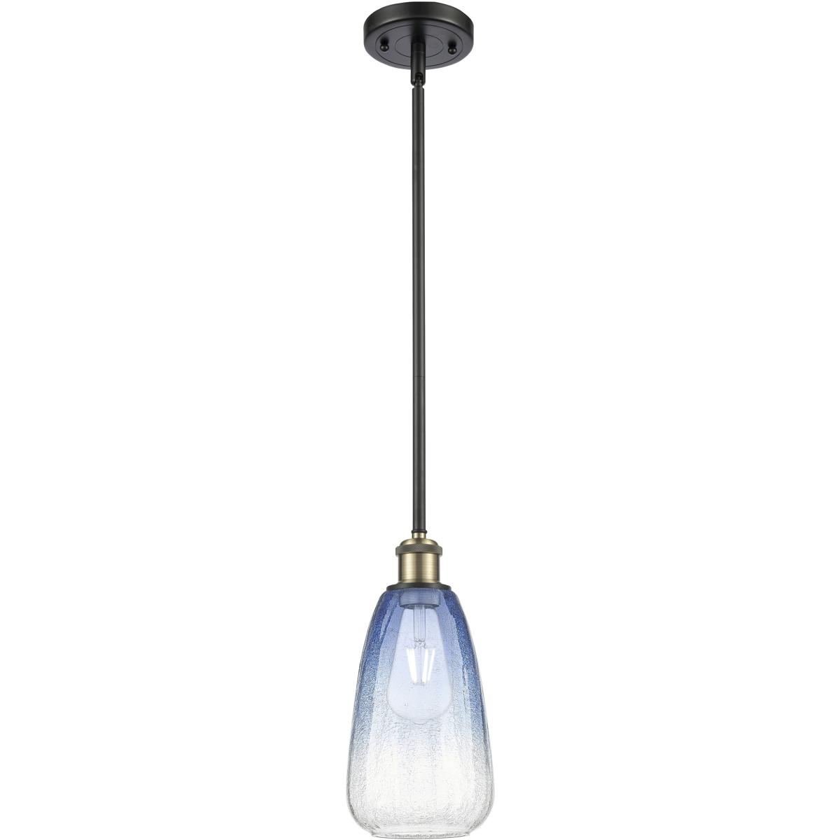 Innovations Lighting 516-1S-BAB-G480-6SB Ballston Brookhaven Almond 1 Light 6 inch Black Antique Brass Mini Pendant Ceiling Light in Sapphire Blue Gla