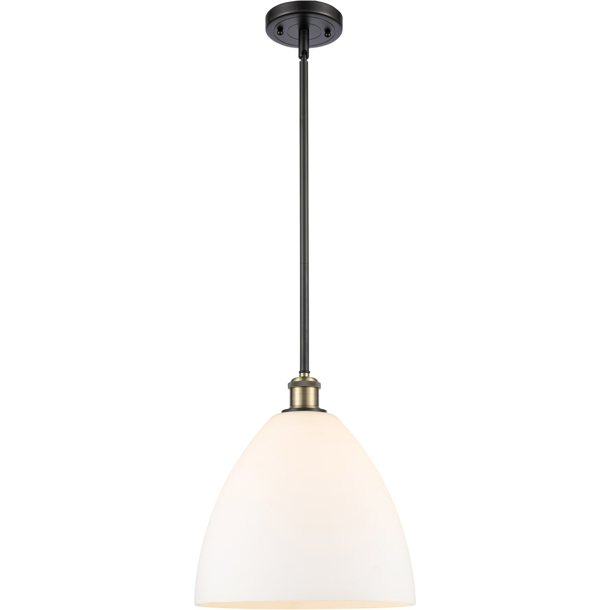 Innovations Lighting 516-1S-BAB-GBD-121-LED Ballston Dome LED 12 inch Black Antique Brass Mini Pendant Ceiling Light in Matte White Glass