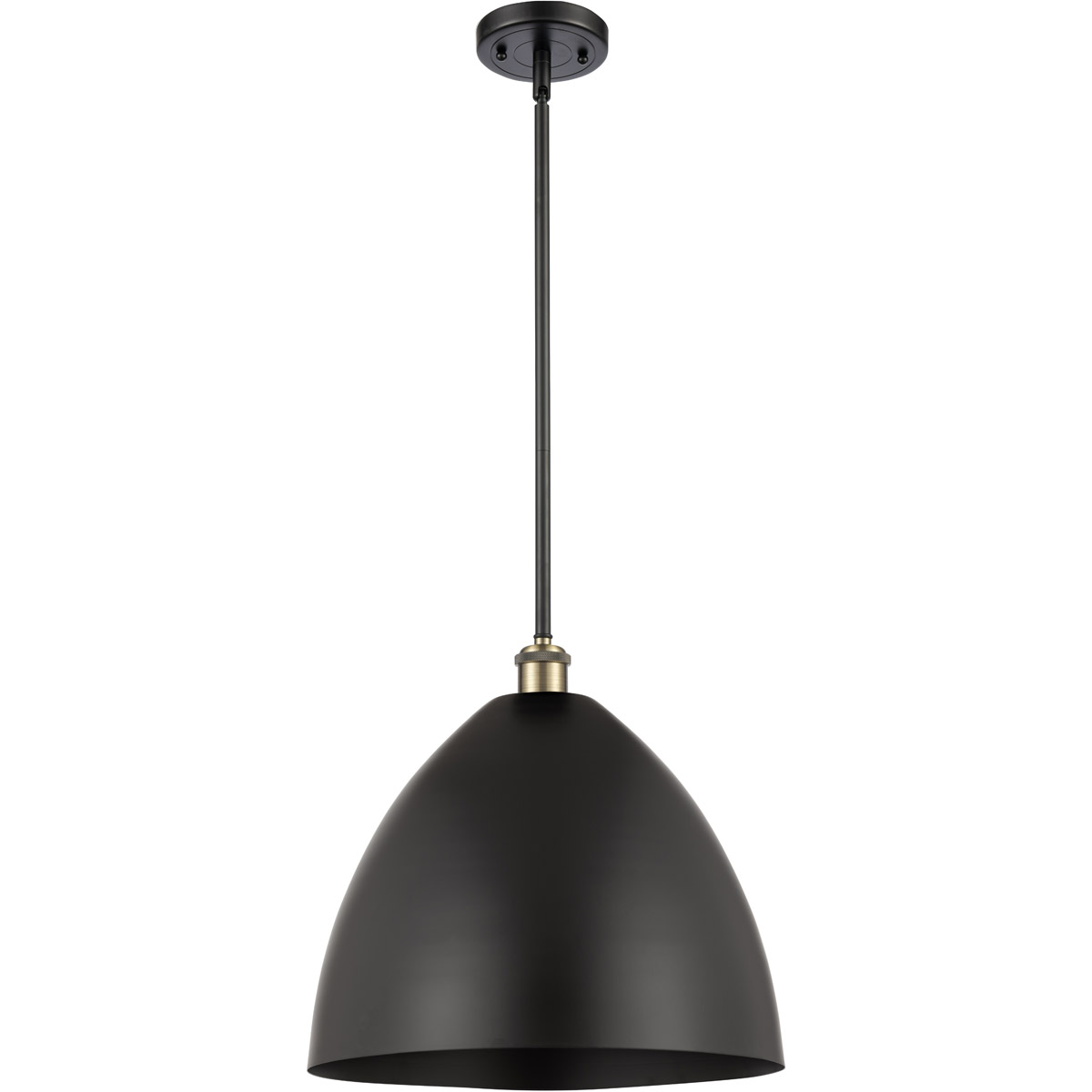 Innovations Lighting 516-1S-SN-MBD-16-BL-LED Ballston Plymouth Dome LED 16 inch Brushed Satin Nickel Pendant Ceiling Light in Matte Blue