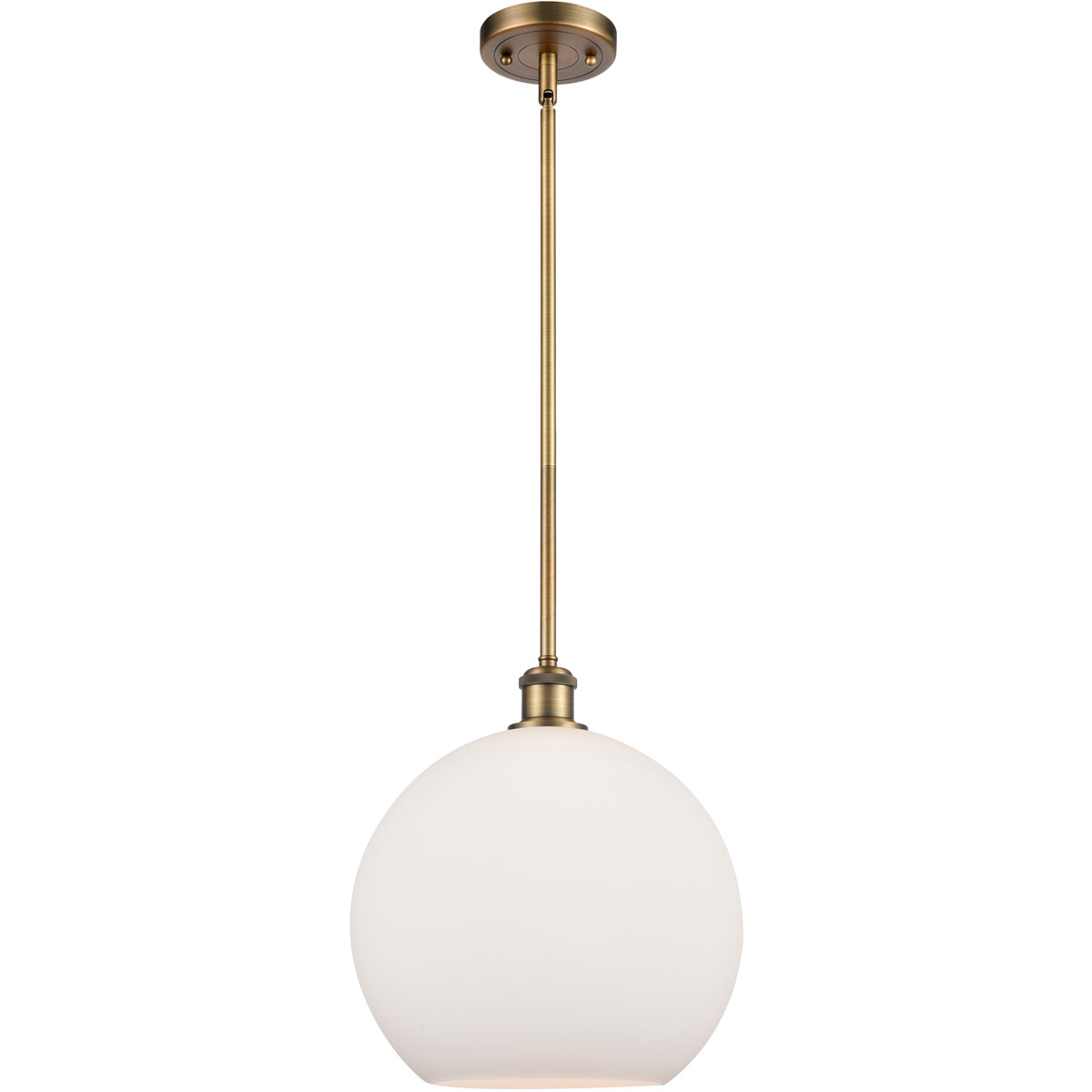 Innovations Lighting 516-1S-BB-G121-12-LED Ballston Athens LED 11.75 inch Brushed Brass Mini Pendant Ceiling Light in Matte White Glass