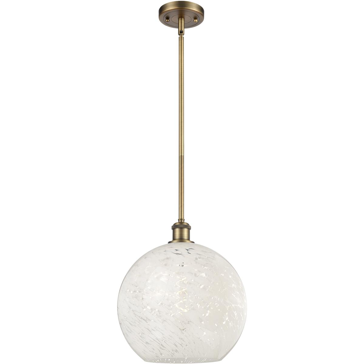 Innovations Lighting 516-1S-BB-G1216-12WM Ballston White Mouchette 1 Light 12 inch Brushed Brass Stem Hung Pendant Ceiling Light