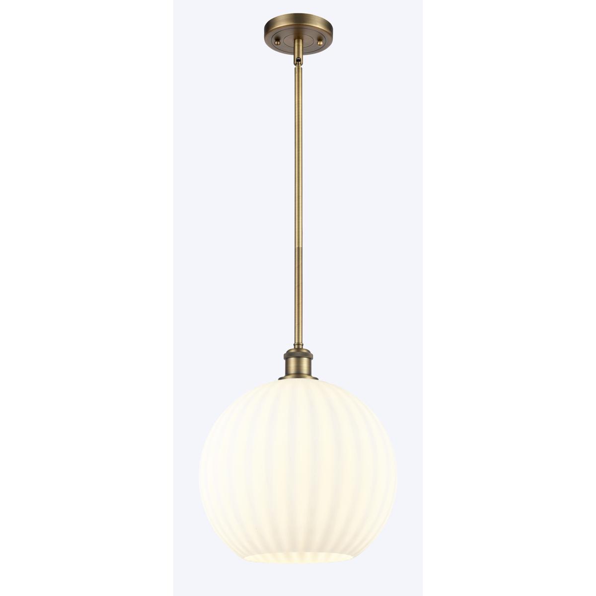 Innovations Lighting 516-1S-BB-G1217-12WV Ballston White Venetian 1 Light 12 inch Brushed Brass Stem Hung Pendant Ceiling Light