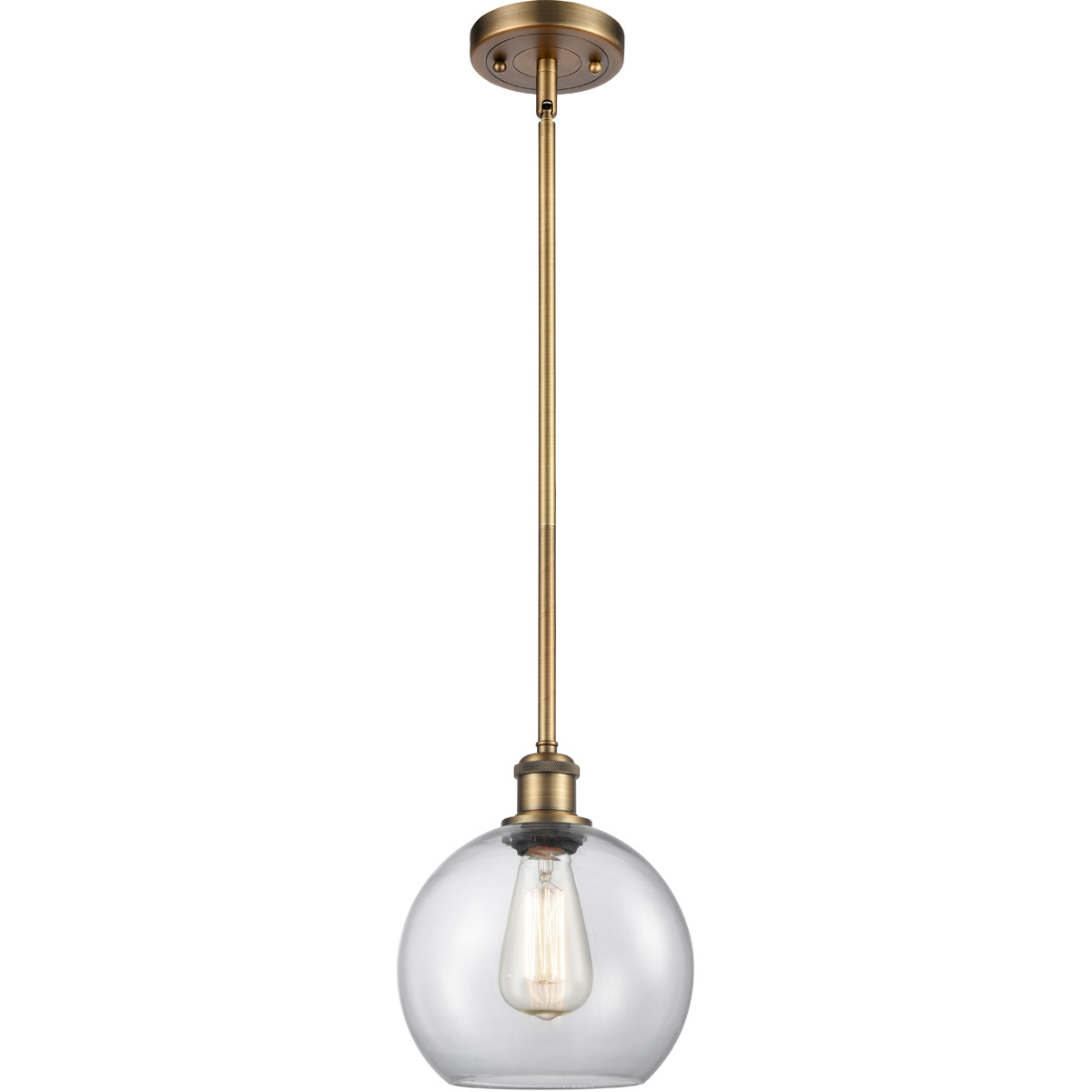 Innovations Lighting 516-1S-BB-G122-LED Ballston Athens LED 8 inch Brushed Brass Pendant Ceiling Light in Clear Glass, Ballston