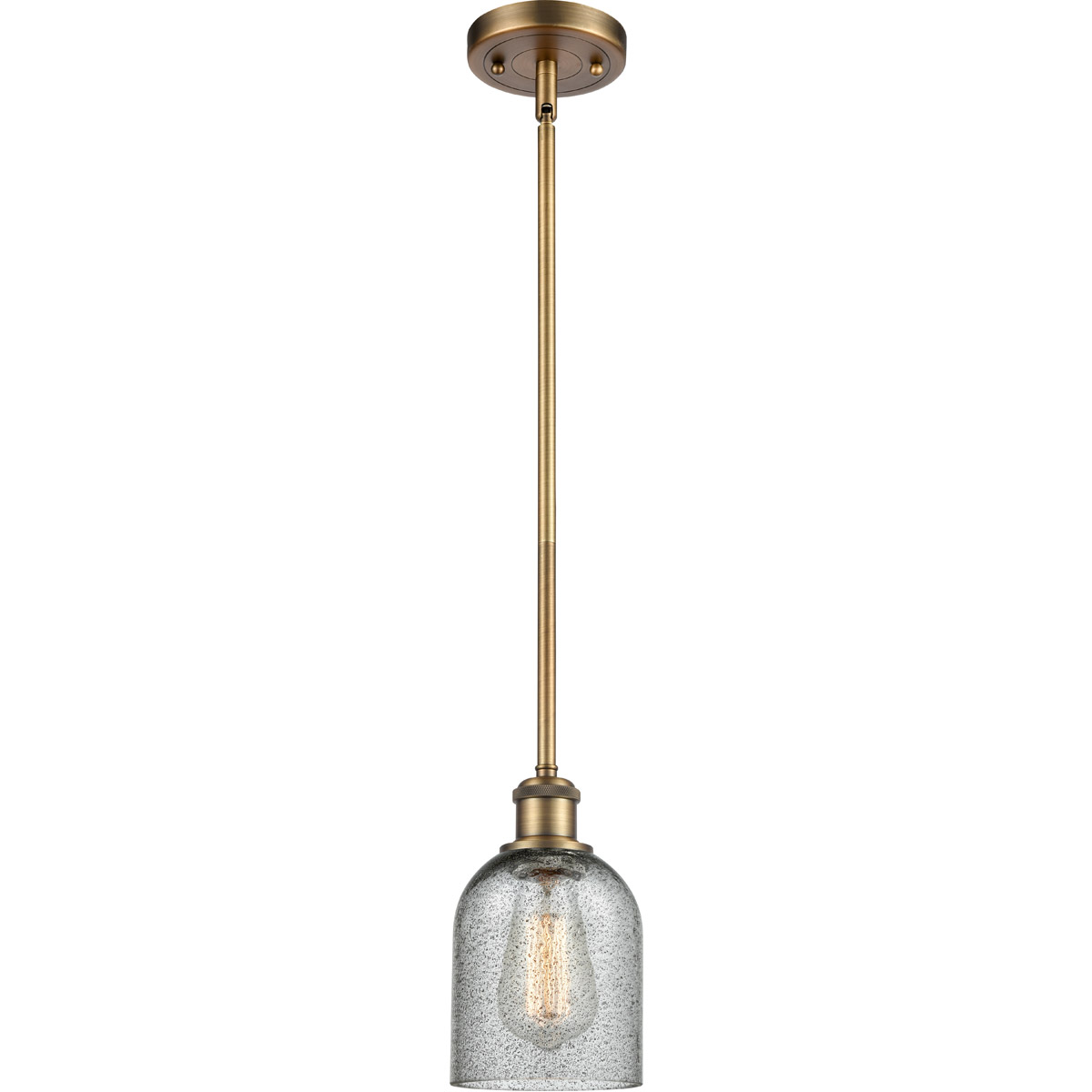 Innovations Lighting 516-1S-BB-G257 Ballston Caledonia 1 Light 5 inch Brushed Brass Pendant Ceiling Light in Charcoal Glass, Ballston
