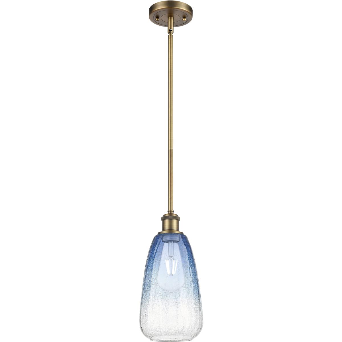Innovations Lighting 516-1S-BB-G480-6SB Ballston Brookhaven Almond 1 Light 6 inch Brushed Brass Mini Pendant Ceiling Light in Sapphire Blue Glass