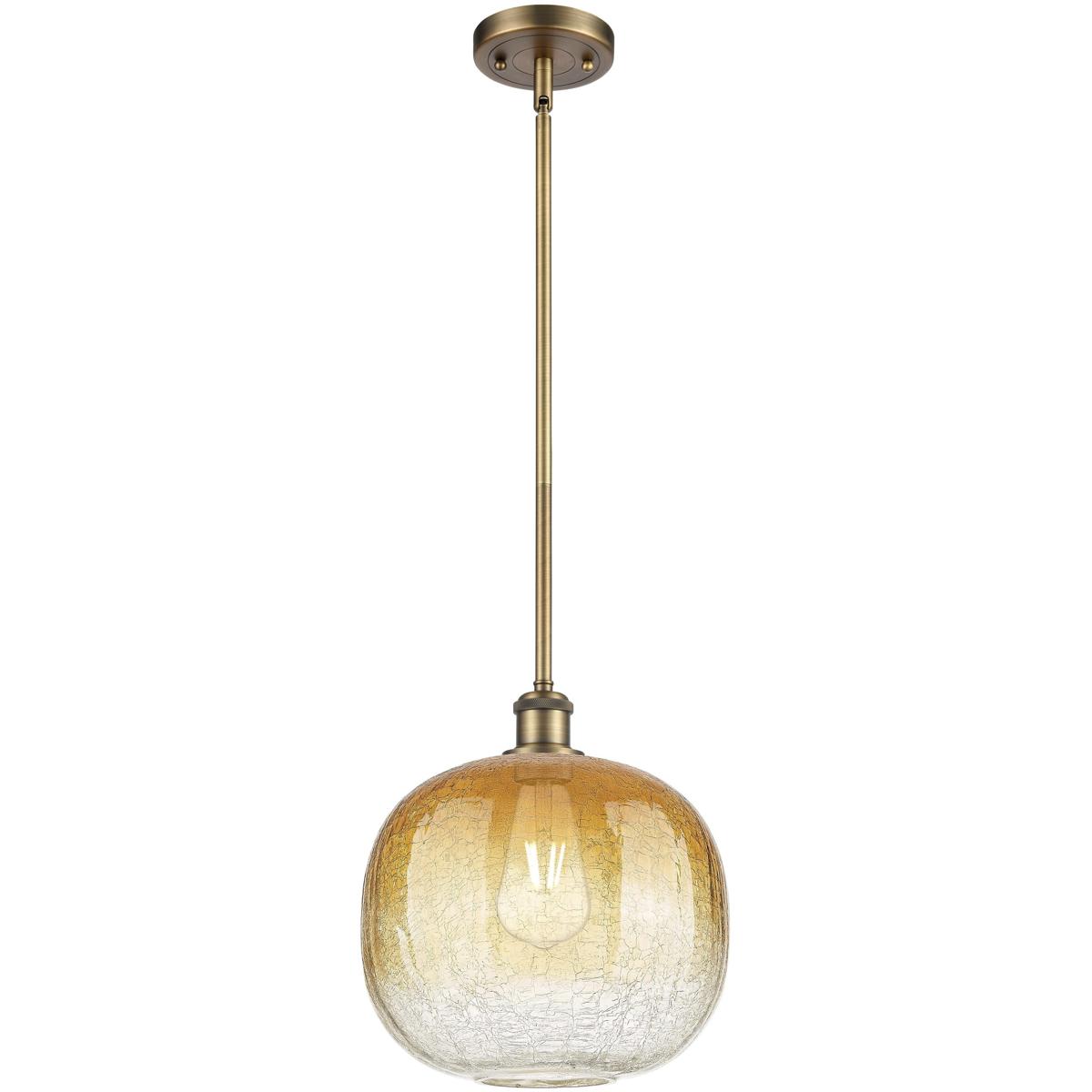 Innovations Lighting 516-1S-BB-G481-10AM Ballston Brookhaven Sphere 1 Light 10.5 inch Brushed Brass Mini Pendant Ceiling Light in Amber Glass