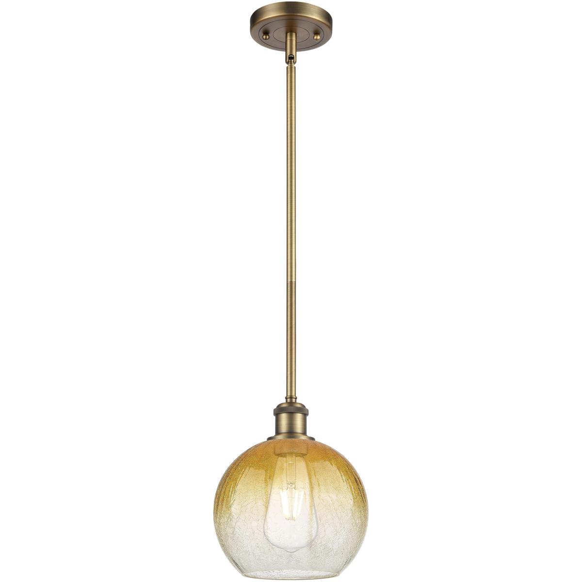 Innovations Lighting 516-1S-BB-G483-8AM Ballston Brookhaven Globe 1 Light 7.88 inch Brushed Brass Mini Pendant Ceiling Light in Amber Glass