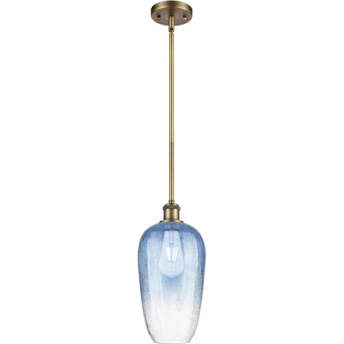 Innovations Lighting 516-1S-BB-G484-7SB Ballston Brookhaven Flute 1 Light 7 inch Brushed Brass Mini Pendant Ceiling Light in Sapphire Blue Glass