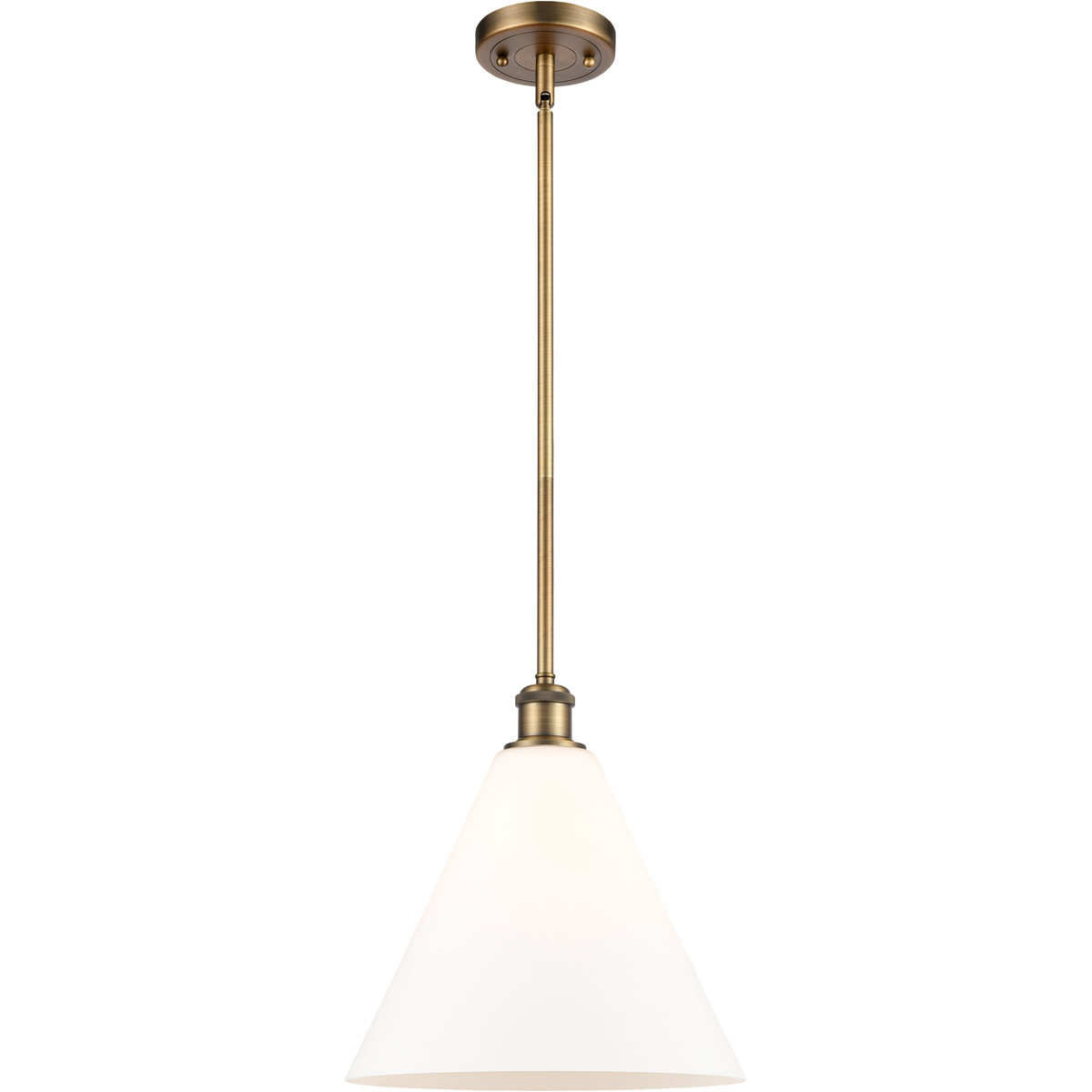 Innovations Lighting 516-1S-BB-GBC-121 Ballston Cone 1 Light 12 inch Brushed Brass Mini Pendant Ceiling Light in Matte White Glass