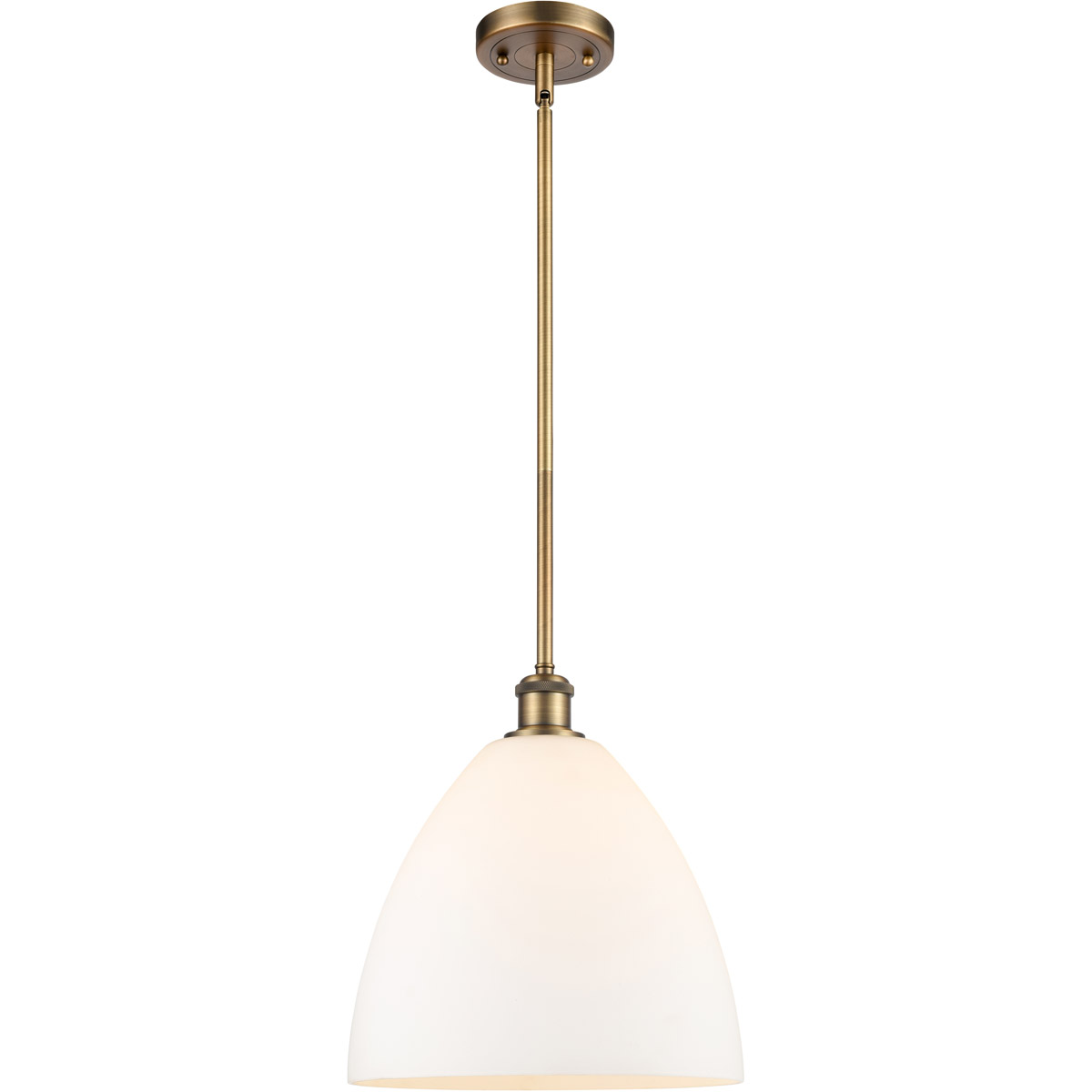 Innovations Lighting 516-1S-BB-GBD-121-LED Ballston Dome LED 12 inch Brushed Brass Mini Pendant Ceiling Light in Matte White Glass