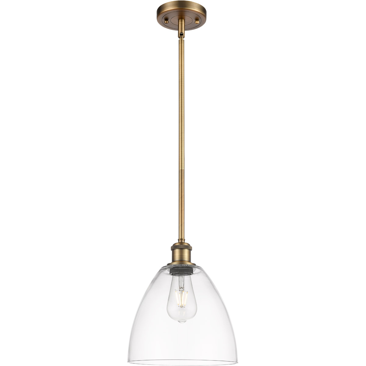 Innovations Lighting 516-1S-BB-GBD-92 Ballston Dome 1 Light 9 inch Brushed Brass Mini Pendant Ceiling Light in Clear Glass