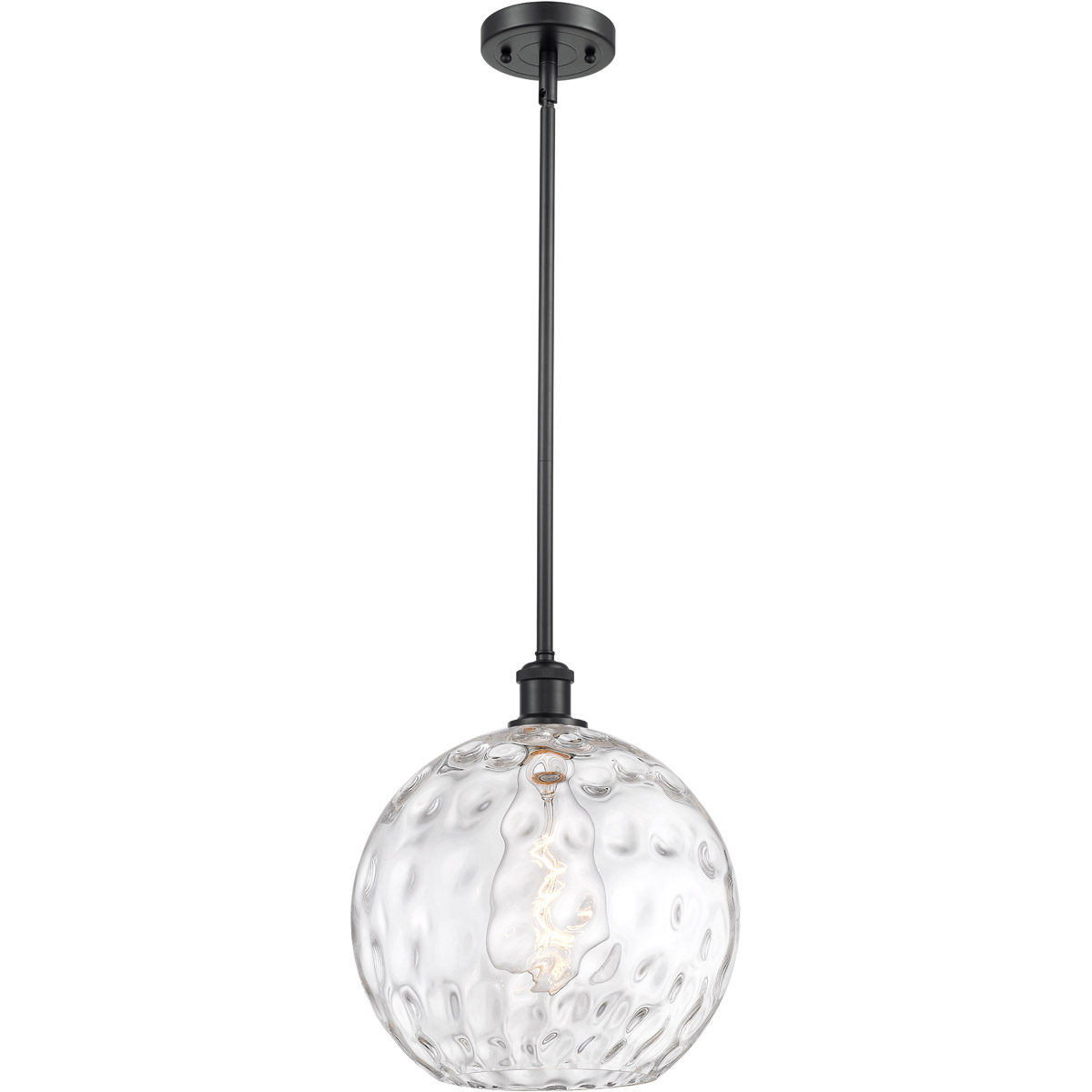 Innovations Lighting 516-1S-BK-G1215-12-LED Ballston Athens Water Glass LED 12 inch Matte Black Mini Pendant Ceiling Light