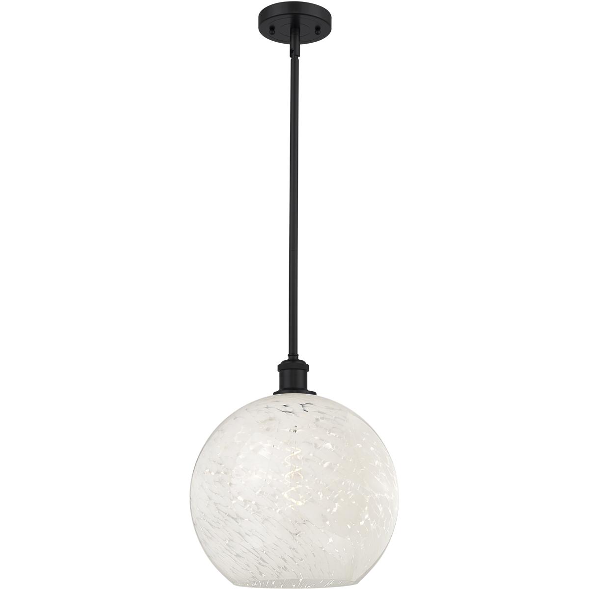 Innovations Lighting 516-1S-BK-G1216-12WM Ballston White Mouchette 1 Light 12 inch Matte Black Stem Hung Pendant Ceiling Light