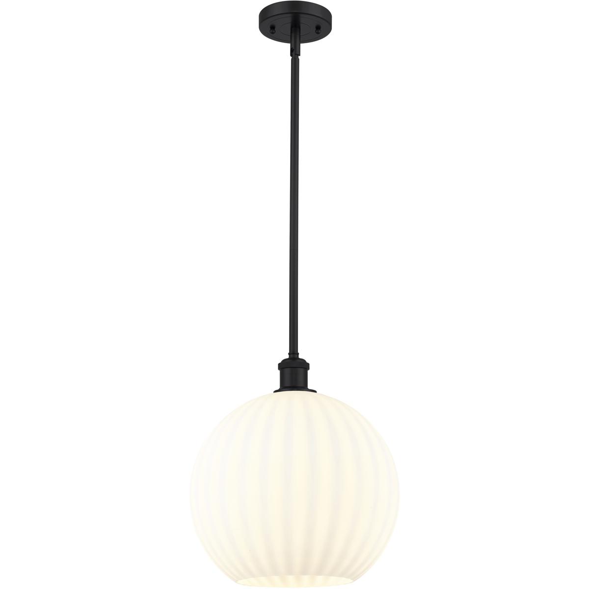 Innovations Lighting 516-1S-BK-G1217-12WV Ballston White Venetian 1 Light 12 inch Matte Black Stem Hung Pendant Ceiling Light