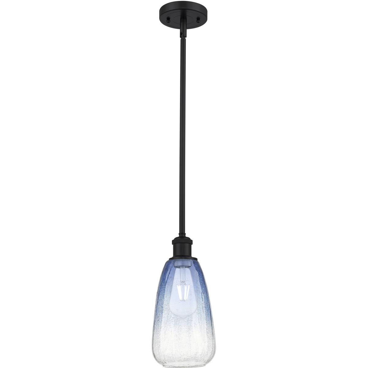 Innovations Lighting 516-1S-BK-G480-6SB Ballston Brookhaven Almond 1 Light 6 inch Matte Black Mini Pendant Ceiling Light in Sapphire Blue Glass