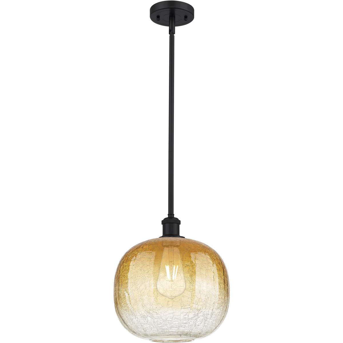 Innovations Lighting 516-1S-BK-G481-10AM Ballston Brookhaven Sphere 1 Light 10.5 inch Matte Black Mini Pendant Ceiling Light in Amber Glass