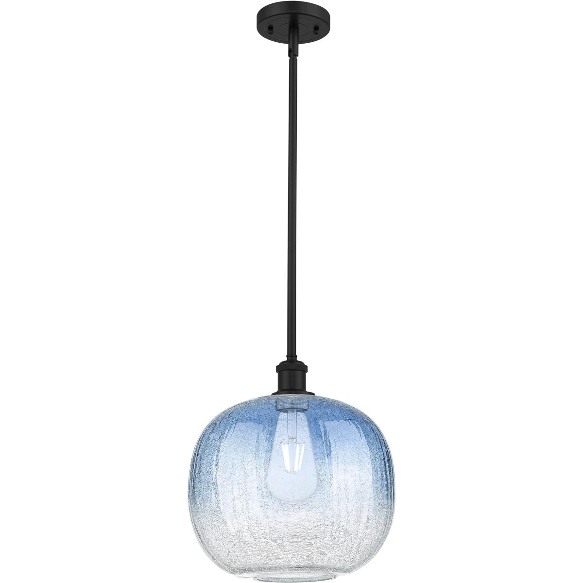 Innovations Lighting 516-1S-BK-G481-10SB Ballston Brookhaven Sphere 1 Light 10.5 inch Matte Black Mini Pendant Ceiling Light in Sapphire Blue Glass