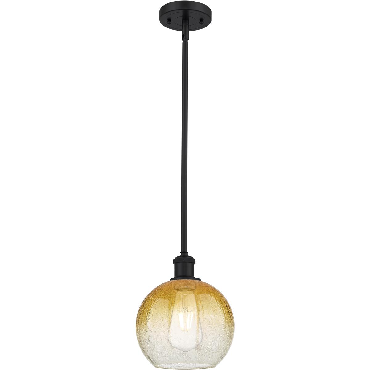 Innovations Lighting 516-1S-BK-G483-8AM Ballston Brookhaven Globe 1 Light 7.88 inch Matte Black Mini Pendant Ceiling Light in Amber Glass