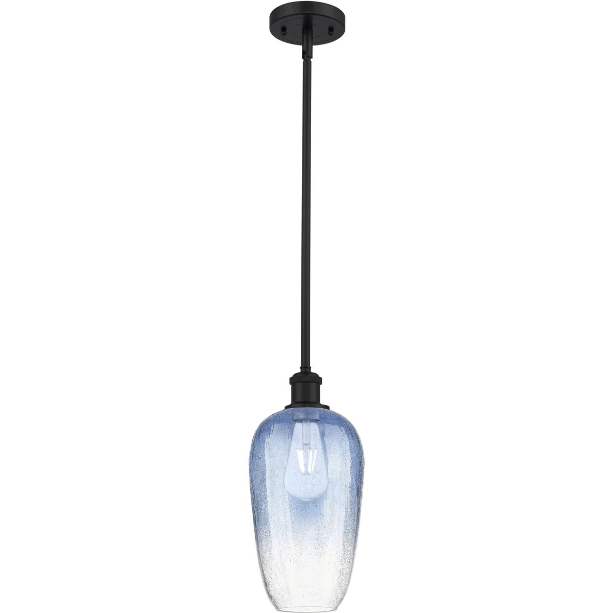Innovations Lighting 516-1S-BK-G484-7SB Ballston Brookhaven Flute 1 Light 7 inch Matte Black Mini Pendant Ceiling Light in Sapphire Blue Glass