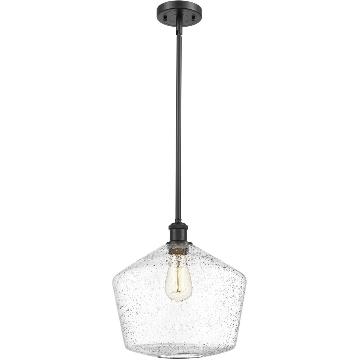 Innovations Lighting 516-1S-BK-G654-12-LED Ballston Cindyrella LED 12 inch Matte Black Mini Pendant Ceiling Light in Seedy Glass