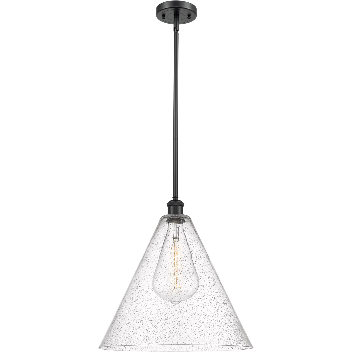 Innovations Lighting 516-1S-BK-GBC-164 Ballston Cone 1 Light 16 inch Matte Black Pendant Ceiling Light in Seedy Glass