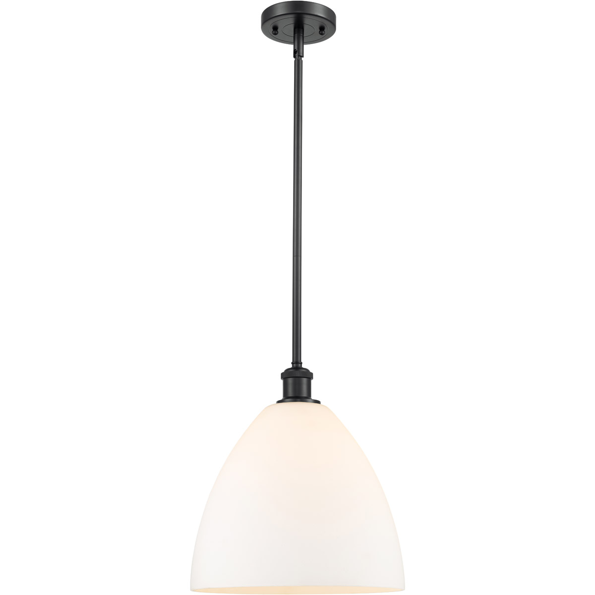 Innovations Lighting 516-1S-BK-GBD-121-LED Ballston Dome LED 12 inch Matte Black Mini Pendant Ceiling Light in Matte White Glass