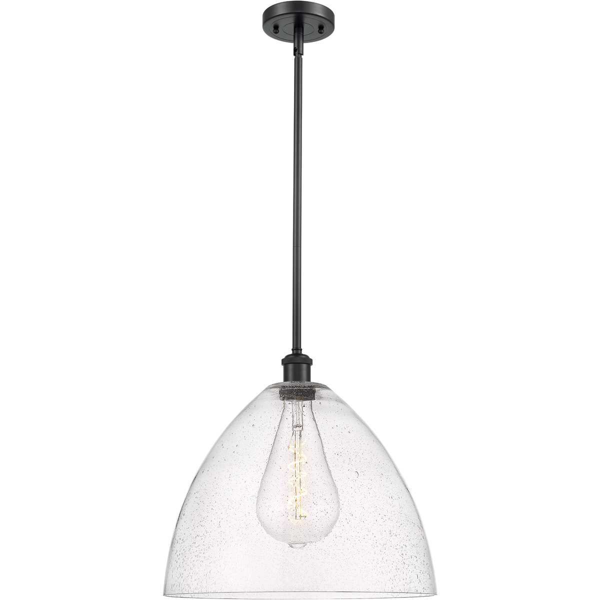 Innovations Lighting 516-1S-BK-GBD-164 Ballston Dome 1 Light 16 inch Matte Black Pendant Ceiling Light in Seedy Glass